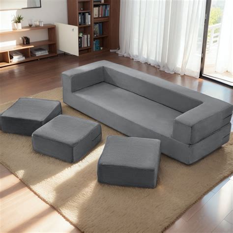 Balus Convertible Sofa Bed Loveseat Sleeper Sofa Queen For Living Room Futon Floor Sofa For