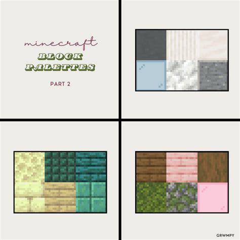 Minecraft Block Palettes Part 2 In 2024 Minecraft Blocks Minecraft Houses Minecraft Designs