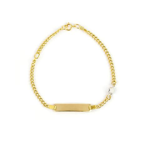 Bracciale Battesimo In Oro Giallo Con Targhetta E Stella Sari Gold