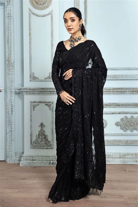 Beautiful Black Saree Designs Black Blouse Saree Black Saree With