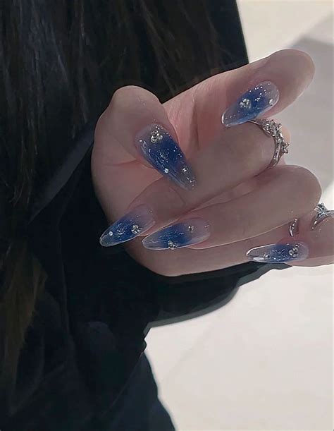 Aesthetic Long Ballerina Coffin Nails Nail Trend Xiaohongshu Blue Jelly