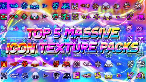 TOP 5 MASSIVE ICON TEXTURE PACKS + 2000 ICONS FOR GEOMETRY DASH 2.11 [#6]