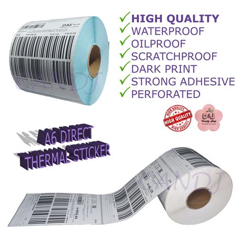 500 And 350 Pcs High Quality A6 Direct Thermal Sticker Paper Shipping Label Waybill Shopee