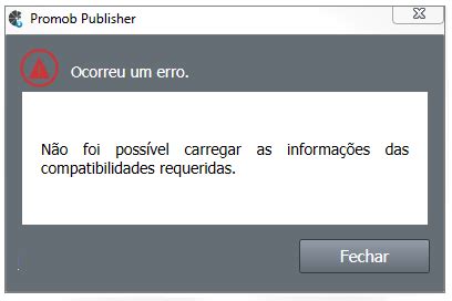 Catalog Não foi possível carregar as informações de compatibilidades