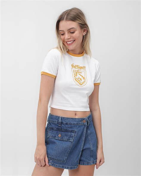 Riachuelo Camiseta Cropped Manga Curta Lufa Lufa Branca Harry Potter