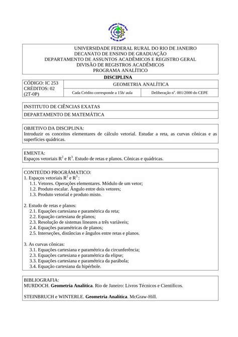 Pdf Disciplina C Digo Ic Geometria Anal Tica Pdf Filevetores