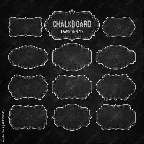 Set Of Chalkboard Frames And Labels Vector Illustration Stock Vector