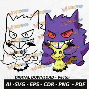 Gengar Mimikyu Vector File Svg Ai Pdf Eps Png Cdr Poke Etsy