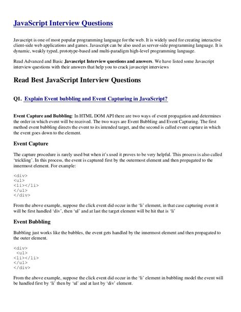 Advanced Javascript Interview Questions