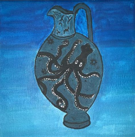 Ancient Minoan Octopus Flask Marine Style Pottery