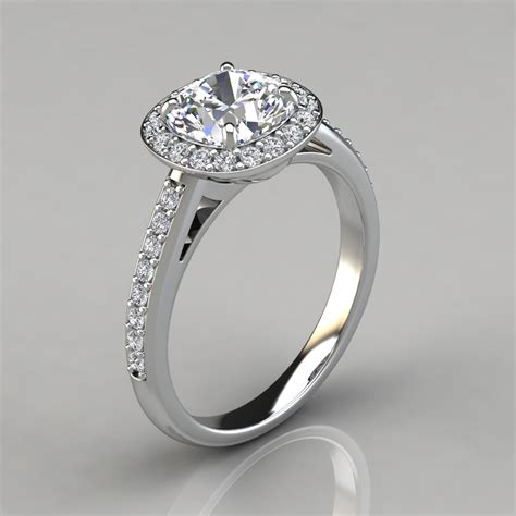 Halo Style Cushion Cut Moissanite Engagement Ring Forever Moissanite