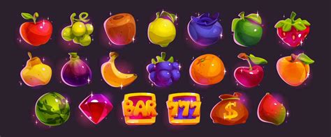 Casino slot machine match game fruit ui icon set 24592773 Vector Art at ...