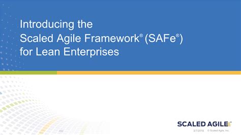 Introduction To The Scaled Agile Framework® Safe® Docslib