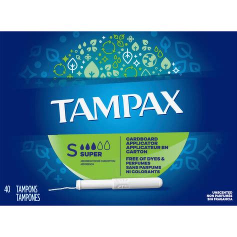 Tampax Tampons Cardboard Applicator Super Absorbency Unscented