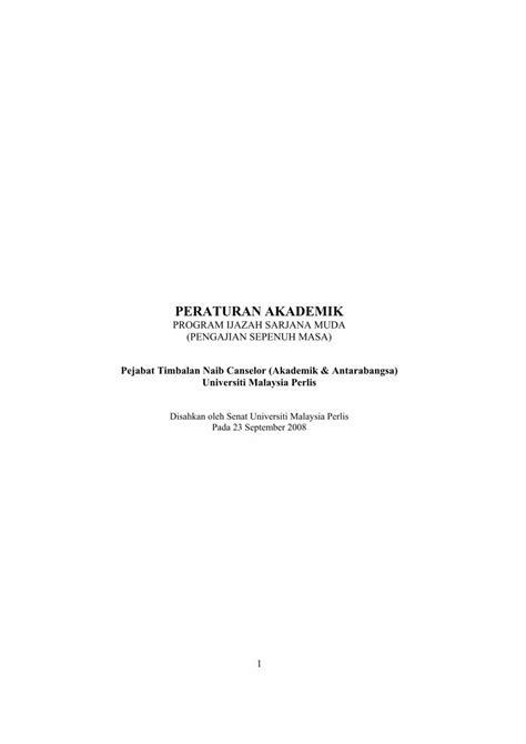 Pdf Peraturan Akademik Portal Unimap Edu Myportal Unimap Edu