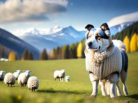 A Herd Of Sheep Standing On Top Of A Lush Green Field Image Design Id