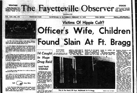 Jeffrey Macdonald S Fort Bragg Murder Case As Covered By The Fayetteville Observer