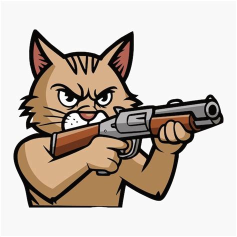 premium vector  cartoon cat   gun   cat