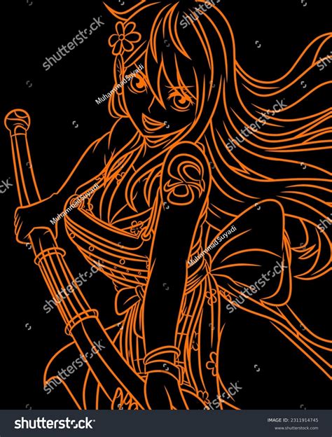 Nami One Piece línea de arte ilustración de stock 2311914745