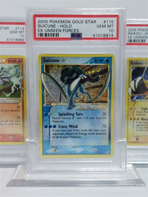 2005 Pokemon TCG EX Unseen Forces Entei Suicune Raikou Gold Star PSA