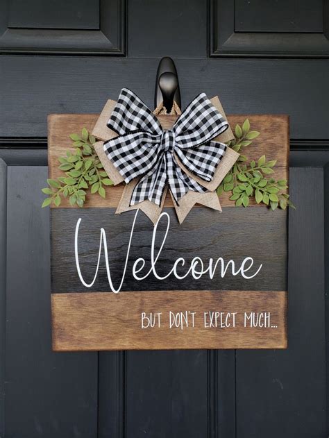 Door Hanger Welcome but Don't Expect Much Funny Door Hanger Sarcastic - Etsy | Door signs diy ...