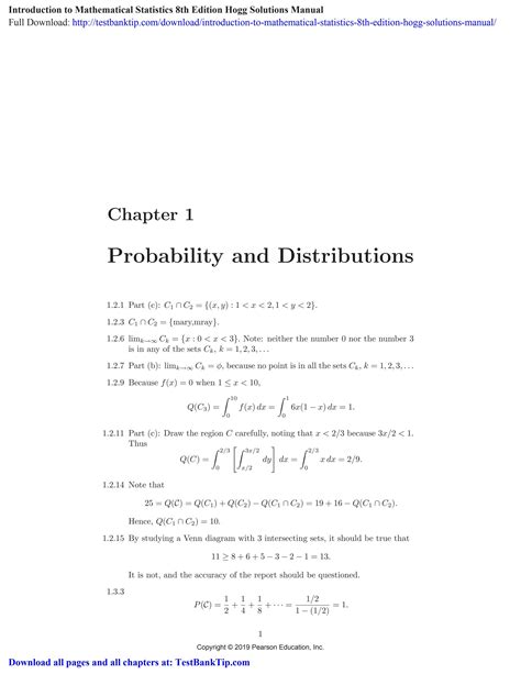 Introduction To Mathematical Statistics Th Edition Hogg Solutions