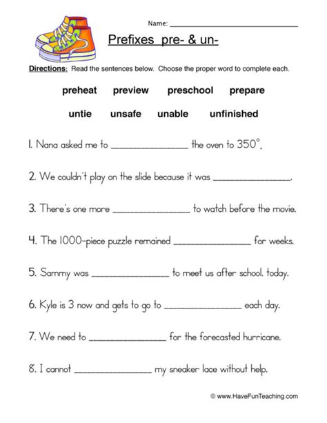 Pre And Un Prefixes Worksheet Have Fun Teaching