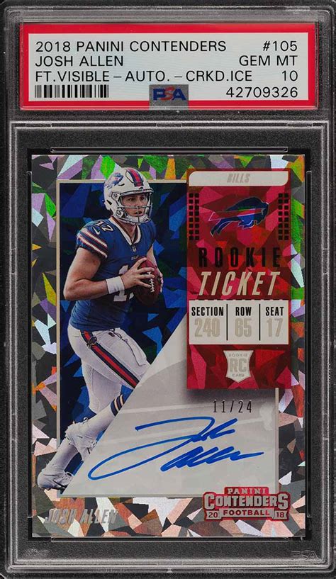 2018 Panini Contenders Cracked Ice Josh Allen Rookie Auto 24 105 Psa