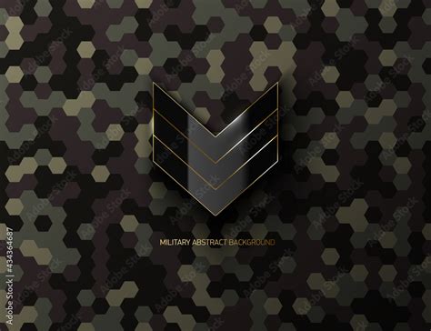 Military Black Glossy Sergeant Rank Sign On Hex Pixel Camouflage