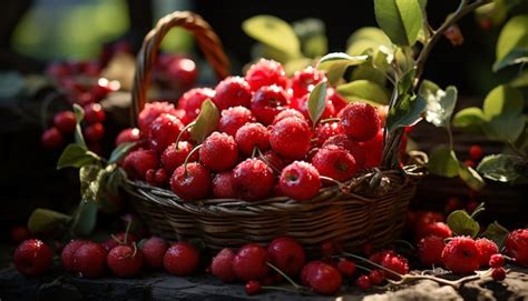 Premium AI Image Freshness Of Nature Bounty Ripe Organic Berry Fruit