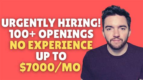 Urgently Hiring 100 No Experience Work From Home Jobs Up To 7000