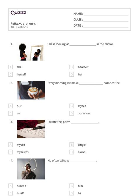 Reflexive Pronouns Worksheets For St Year On Quizizz Free