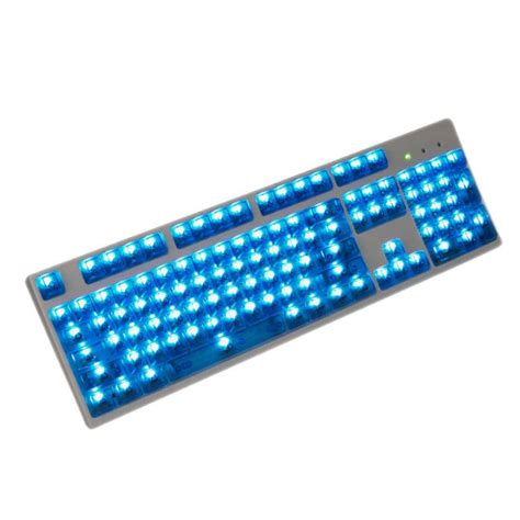 oem profile translucent keycaps  key set blue flashquark