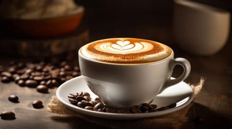 Premium AI Image Cups Cappuccino On A Wooden Surface Background