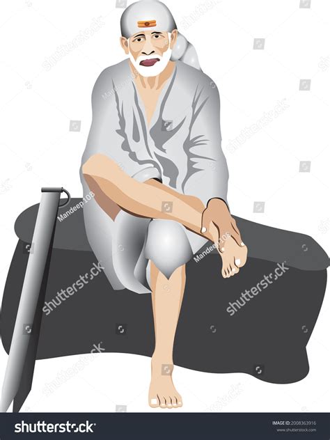 Sai Baba Sitting On Rock Stock Vector Royalty Free 2008363916