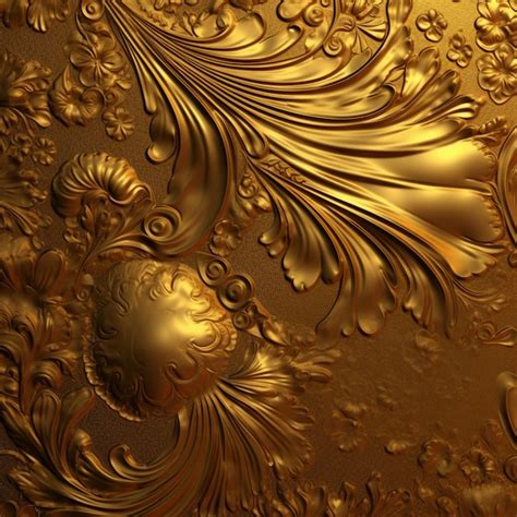 Premium AI Image A Gold Wallpaper With A Floral Pattern