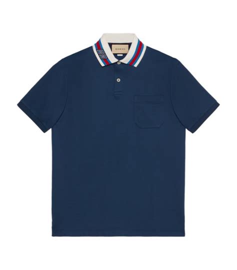 Mens Gucci blue Cotton Piqué Polo Shirt Harrods UK