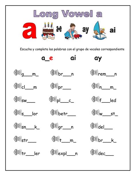 Long Vowel A Worksheets Worksheetscity