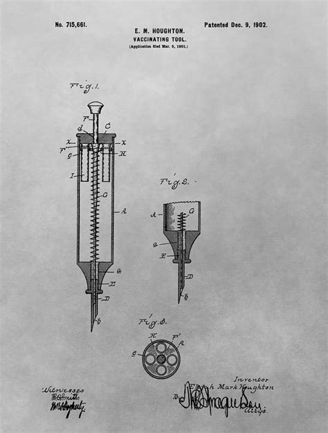 Syringe Patent Drawing Drawing by Dan Sproul