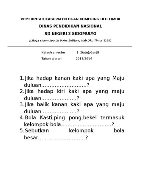 Pdf Soal Sd Kls Dokumen Tips