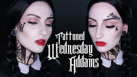 Tattooed Wednesday Addams Halloween Transformation Makeup Tutorial Youtube