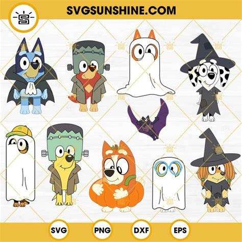 Bluey Friends Halloween Svg Bundle Bluey Witch Svg Vampire Bluey Svg