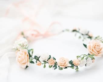 Braut Blumenkranz Haarkranz Hochzeit Haarband Blumen Haarschmuck Rosen