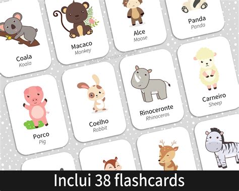 Flashcards Animais Em Ingles S Escola