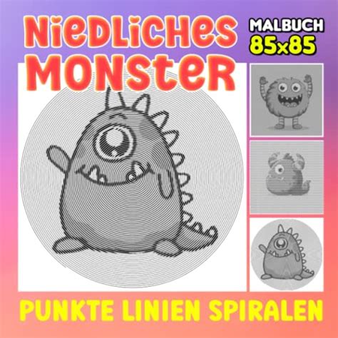 Niedliches Monster Punkte Linien Spiralen Malbuch Entspannen Sie Sich