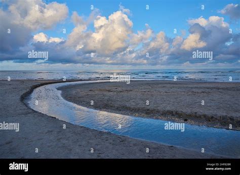 Sandy Beach Stream Clouds Sea Morning Summer Vejbystrand Skane