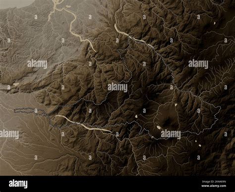 Imbabura Province Of Ecuador Elevation Map Colored In Sepia Tones