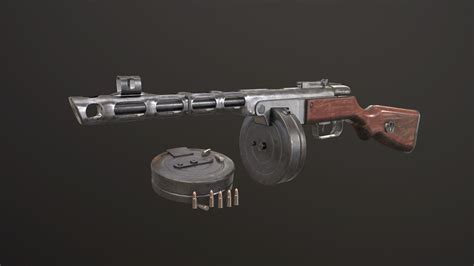 PPSH-41 submachine gun 3D Model Game ready .fbx - CGTrader.com