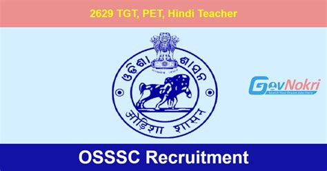 OSSSC Hiring Notification 2024 For 2629 Post Of TGT PET Hindi Teacher