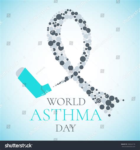 World Asthma Day Awareness Poster With A Spray Inhaler And A Grey